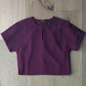J. Crew | Burgundy Cropped Crepe Blouse in 365 Crepe